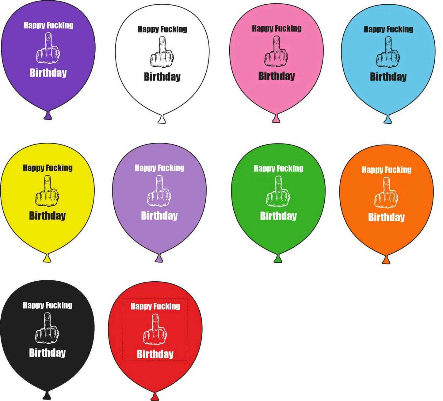 Rude Printed Latex Balloons 18+