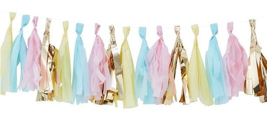 Ginger Ray Colorful Pastel and Gold Tassel Garland 2m