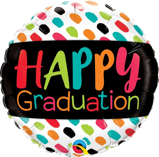 Happy Graduation Colour Dabs 18" Round Foil Balloon