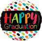 Happy Graduation Colour Dabs 18" Round Foil Balloon