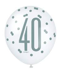 Unique 40th Birthday Balloons 12" – Pack of 6 Pink, Purple & White Latex Balloons