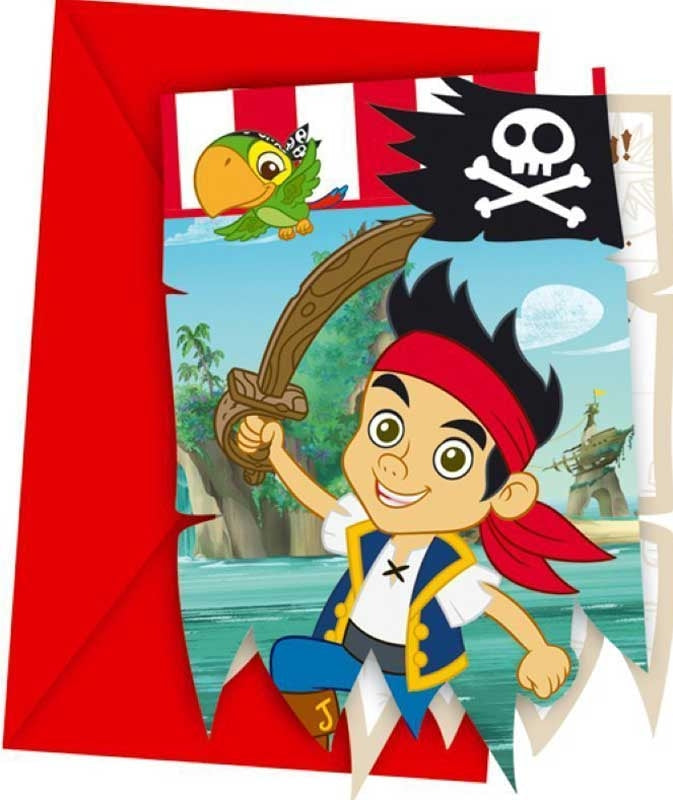 Jake and The Neverland Pirates Birthday Party Invitations With Envelopes 6pc