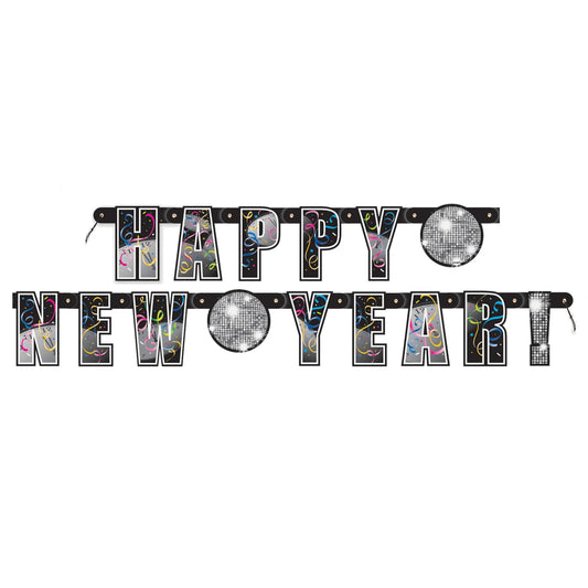Unique Happy New Year Disco 5ft Banner Decoration 1.52m