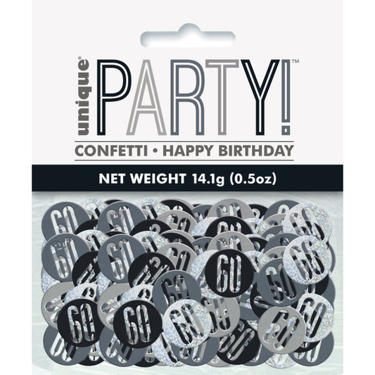 Black & Silver Glitz 60th Birthday Confetti 14g