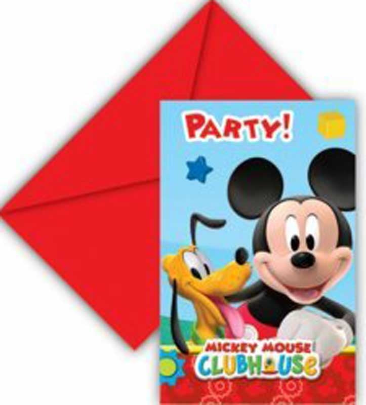 Disney Mickey Mouse Clubhouse Party Invitations with Envelopes x 6