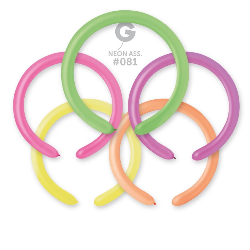 Gemar Modelling Balloons 2" Neon Asst #081 100pc/Bag