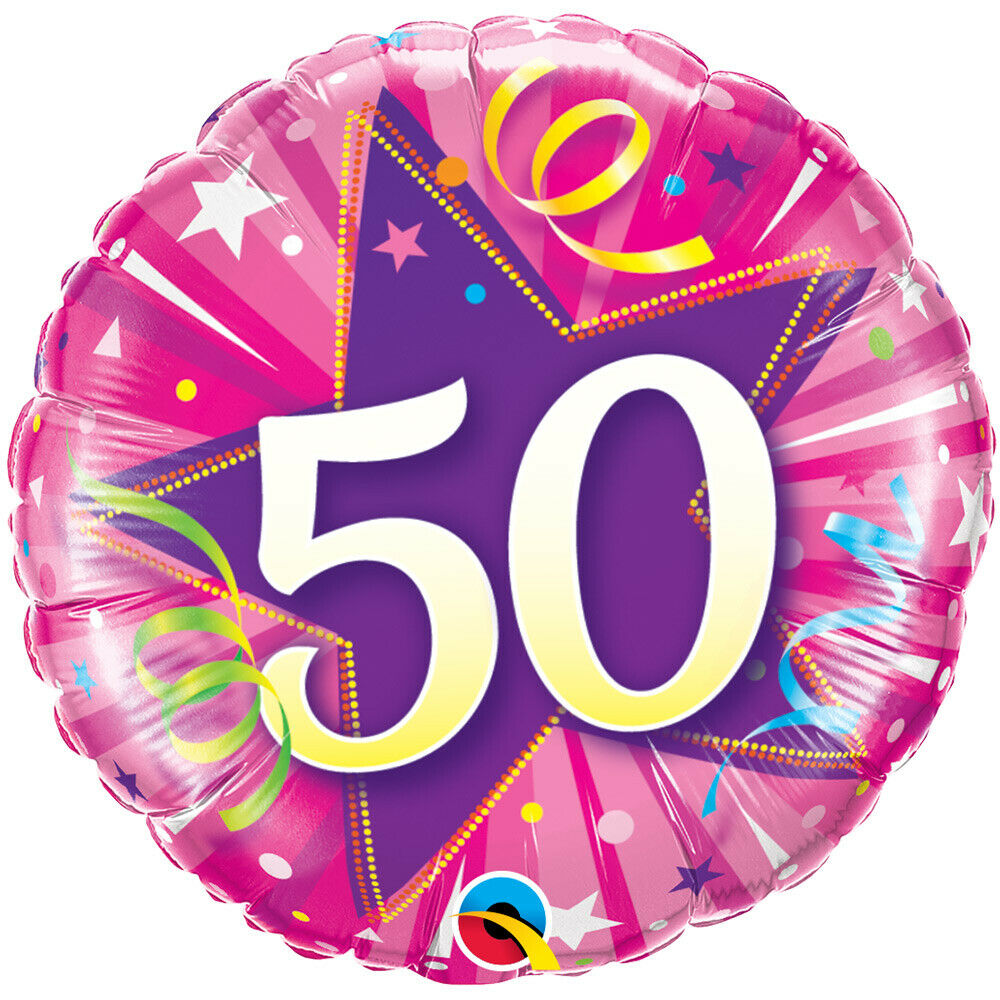 Qualatex shining Star 50 Hot Pink 18" Foil Balloon