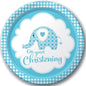 Creative Party 8 Dinner Plates - Blue Sweet Baby Elephant Christening