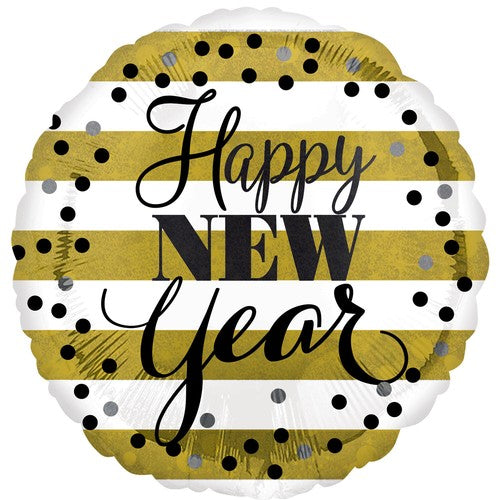 Golden Happy New Year 3426201 Round 17" Foil Helium Balloon