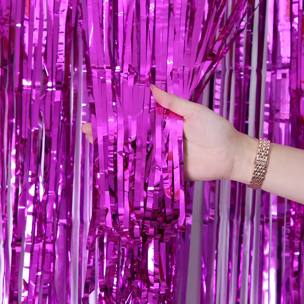 Metallic Pink Foil Shimmer Curtain 3ft x 8ft (92cm x 244cm)