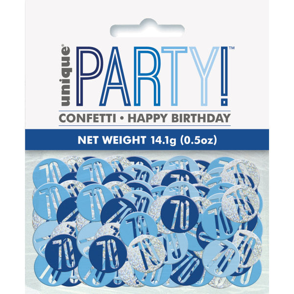 Blue & Silver Happy 70th Birthday Confetti 14g