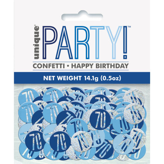 Blue & Silver Happy 70th Birthday Confetti 14g