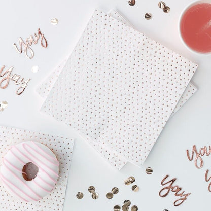 Ginger Ray Spotty Pick & Mix Rose Gold Wedding Napkins 16pc