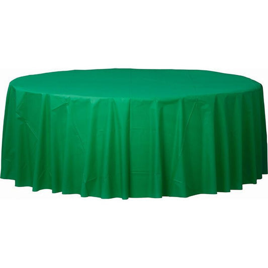 Round Plastic Table Cover 84"/213cm | Festive Green