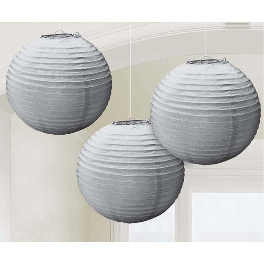 Amscan Silver 9"/24cm Paper Lanterns 3pc