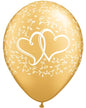 Qualatex Gold Entwined Hearts 11" Latex Balloons 25Pc/Bag