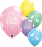 Qualatex Baby Shower Footprints And Hearts Assorted 11" Latex Balloons 25Pc/Bag
