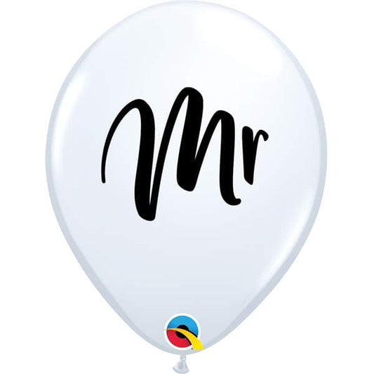 Qualatex "MR" White 11" Latex Balloons 25Pc/Bag