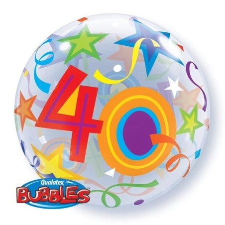 Brilliant Stars 40th 22"/56cm Bubble Balloon