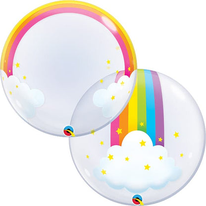 Qualatex Deco Rainbow Clouds Double Sided 24"/61cm Bubble Balloon