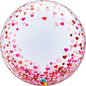 Qualatex Deco Red & Pink Confetti Hearts 24"/61cm Bubble Balloon
