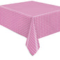 Unique Pink & Silver Check Rectangular Plastic Table Cover (137cm x 213cm)
