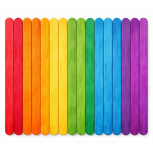 Wooden Lolly Sticks Coloured Natural Craft Model Making 48pc