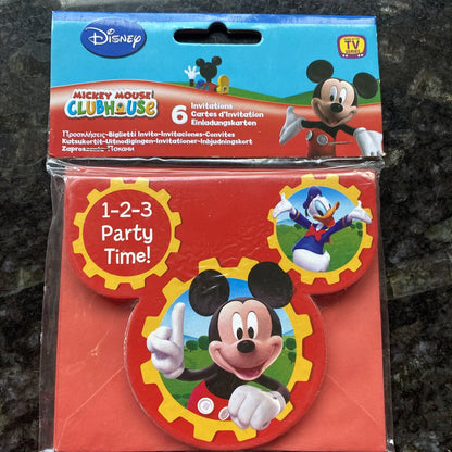 Disney Mickey Mouse Clubhouse Shaped Party Invitations with Envelopes x 6