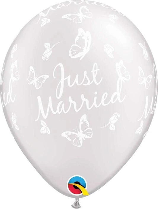 Qualatex Just Married Butterflies 11" Latex Balloons 25Pc/Bag