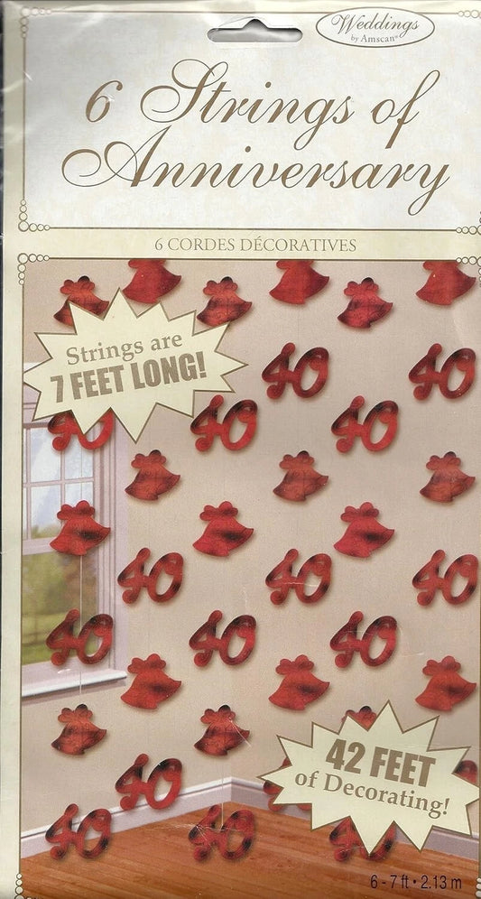 Ruby Anniversary 40th Hanging Foil Strings