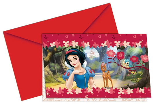 Disney Snow White Enchanted Forest Party Invitations with Envelopes x 6