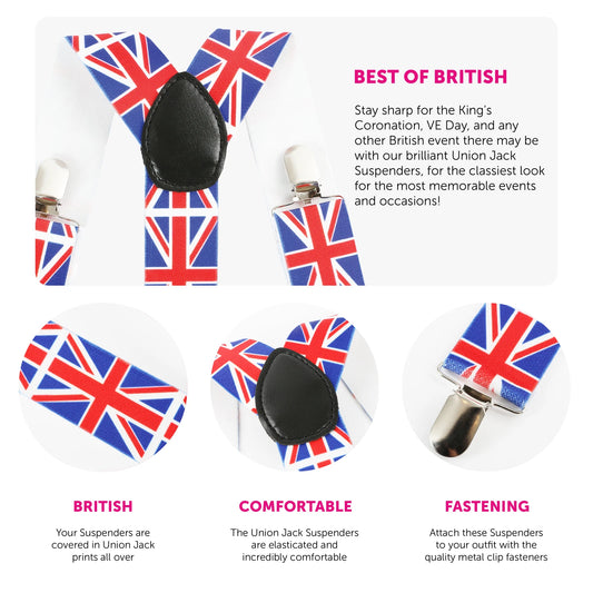 Smiffy's Adjustable Union Jack Braces one Size Adult