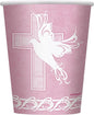 Pink Dove Cross Holy Communion Christening 9oz Paper Cups 8pc