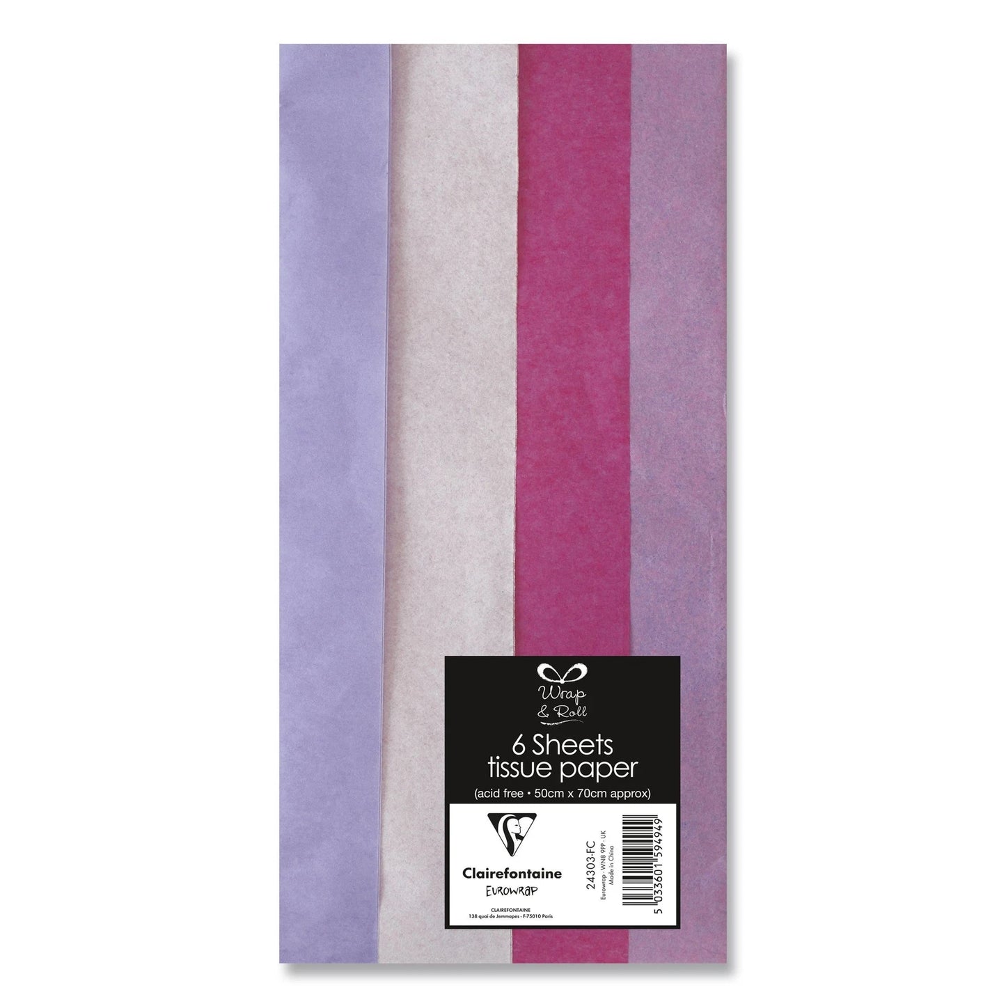 Clairefontaine Wrap & Roll Tissue Paper Sheets 50cm x 70cm (6 Sheets)