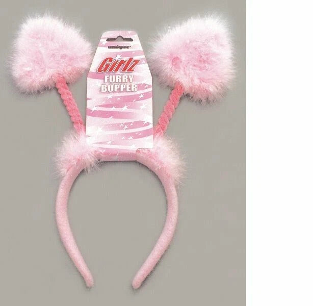 Pink Feather Triangle Headband Furry Bopper