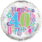 Simon Elvin Happy 40th Birthday Female Flowers 18" Foil Balloon