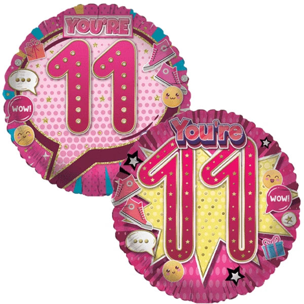 11th Dark Pink Girly Double Sided 18-inch Balloon