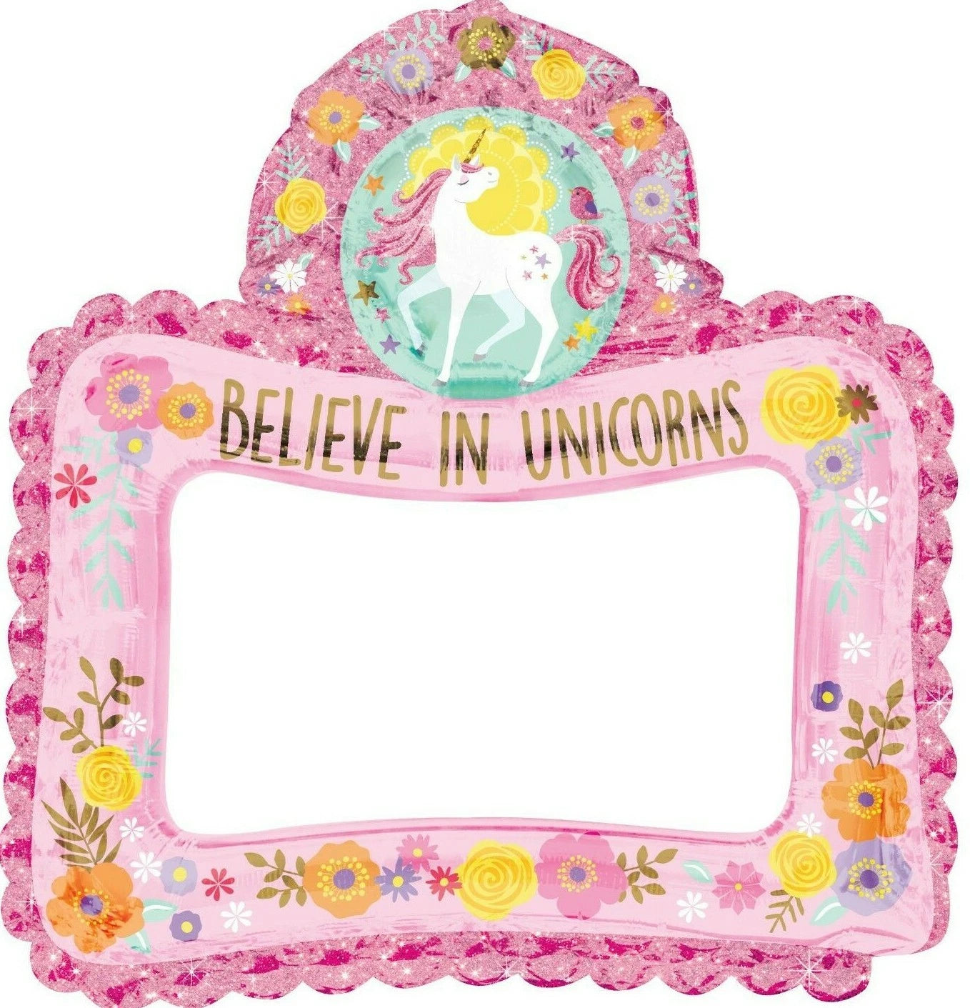 Magical Unicorn Selfie Frame 26" x 27" Foil Balloon