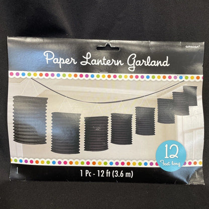 Black Paper Lantern Garland Decoration 3.65m