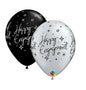 Qualatex Engagement Elegant Sparkles Black & Silver 11" Latex Balloons 25Pc/Bag