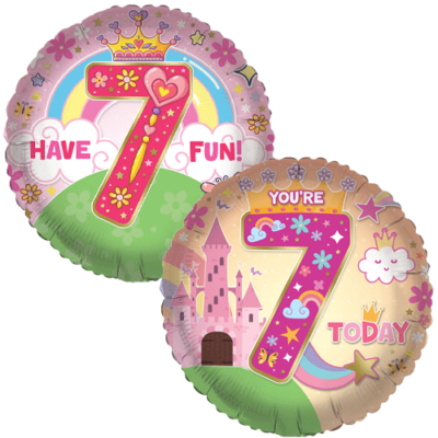 7th Pink Princess Fairy tale Castle Double Sided 18-inch Balloon