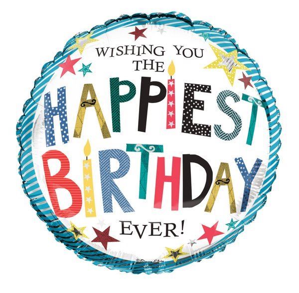 Happiest Birthday Ever Male 18-Inch Foil Balloon