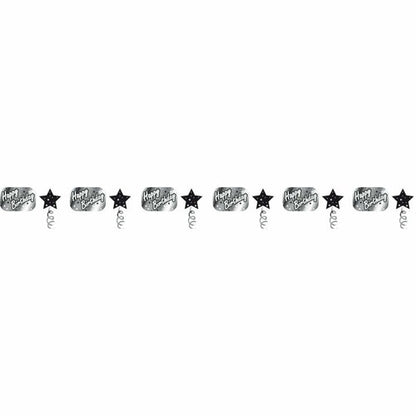 Creative Party Elegant Black & Silver Birthday Foil Garland 3m