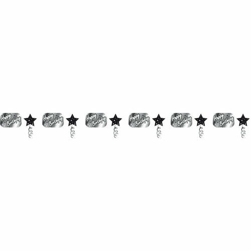Creative Party Elegant Black & Silver Birthday Foil Garland 3m