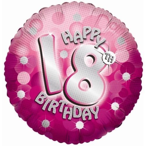 Anagram Happy 18th Birthday Pink Holographic 18" Foil Balloon