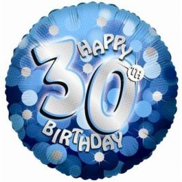 Anagram Happy 30th Birthday Holographic Blue 18" Foil Balloon