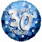 Anagram Happy 30th Birthday Holographic Blue 18" Foil Balloon