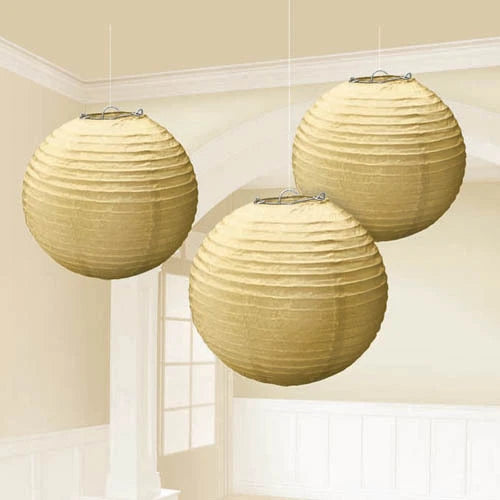 Amscan Gold 9.5" Paper Lanterns 3pc including String