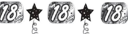 Creative Party Elegant Black & Silver 18th Birthday Foil Garland 3m