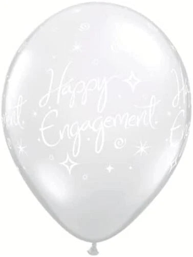 Qualatex Happy Engagement Elegant Sparkle Diamond Clear 11" Latex Balloons 25Pc/Bag